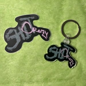 "Shit Crazy" Acrylic Key Chain & Vinyl Sticker Bundle, Original Design